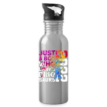 DINO 2022 DINOSAUR 4TH BIRTHDAY - Water bottle with straw - silver - Right