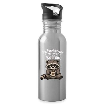 Ich Funktioniere Nur Unter Koffein Waschbär - Trinkflasche mit integriertem Trinkhalm - Lightsilver - Rechts