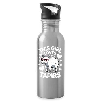 Dictons de tapir Tapir Drôle de cadeau de tapir - Gourde avec paille intégrée - argent clair - Droite