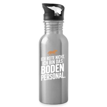 Pferde Ich Reite Nicht Ich Bin Das Bodenpersonal - Trinkflasche mit integriertem Trinkhalm - Lightsilver - Rechts