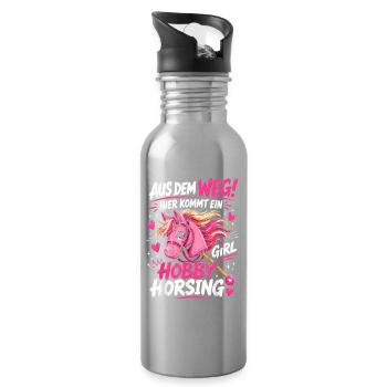 Hobby Horse Aus dem Weg Ich Bin EIN Hobby Horsing - Trinkflasche mit integriertem Trinkhalm - Lightsilver - Rechts
