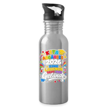 Kita Abgänger 2026 Farbenfrohe Legende - Trinkflasche mit integriertem Trinkhalm - Lightsilver - Rechts