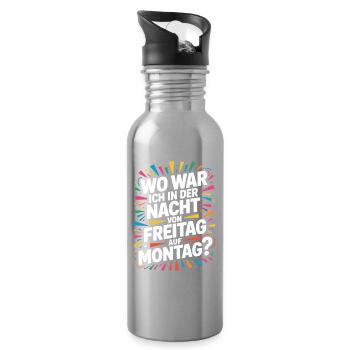 Nacht von Freitag auf Montag Filmriss Party JGA - Trinkflasche mit integriertem Trinkhalm - Lightsilver - Rechts