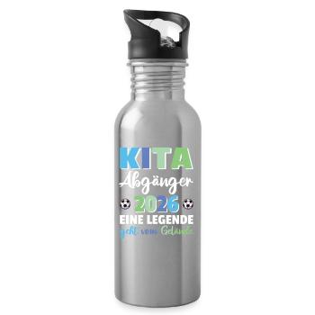 Kita Abgänger 2026 eine Legende Fußball - Trinkflasche mit integriertem Trinkhalm - Lightsilver - Rechts