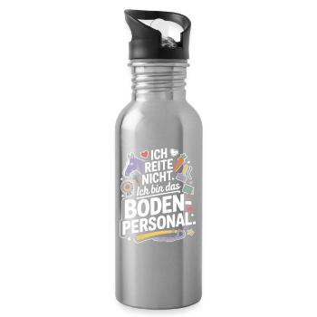 Pferde Ich Reite Nicht Ich Bin Das Bodenpersonal - Trinkflasche mit integriertem Trinkhalm - Lightsilver - Rechts