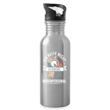 Pferde Ich Reite Nicht Ich Bin Das Bodenpersonal - Trinkflasche mit integriertem Trinkhalm - Lightsilver - Rechts