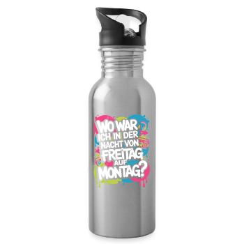 Nacht von Freitag auf Montag Filmriss Party JGA - Trinkflasche mit integriertem Trinkhalm - Lightsilver - Rechts