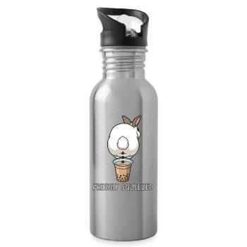 Bubble Tea Boba Drôle de Lapin mignon - Gourde avec paille intégrée - argent clair - Droite