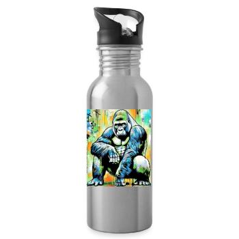 gorilla - Water bottle with straw - silver - Right