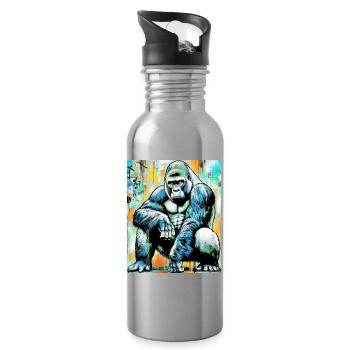 gorilla - Water bottle with straw - silver - Right