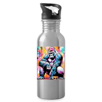 gorilla - Water bottle with straw - silver - Right