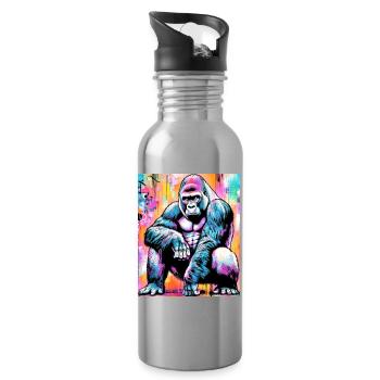 gorilla - Water bottle with straw - silver - Right