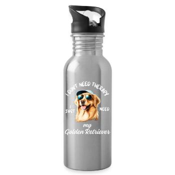 Thérapie canine australienne - Gourde avec paille intégrée - argent clair - Droite