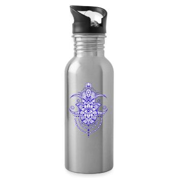 Spiritualité Géométrie Sacrée Fleur de Lotus Zen - Gourde avec paille intégrée - argent clair - Droite