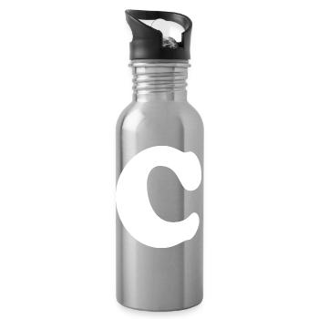 Large C Style Print | Point C | C Logo - Water bottle with straw - silver - Right