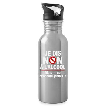 Alcool Cadeau humour personnalisé - Gourde avec paille intégrée - argent clair - Droite