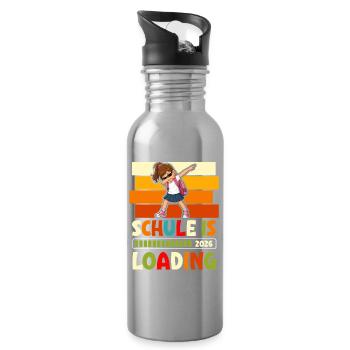 Start of school 2026 School enrollment for young girls daycare center - Water bottle with straw - silver - Right