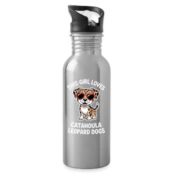 Louisiana Catahoula Leopard Dog Saying Gift - Water bottle with straw - silver - Right
