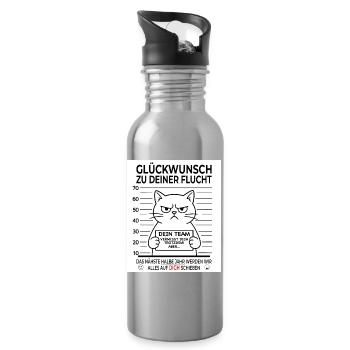 Glückwunsch zur Flucht Abschied Kollege - Trinkflasche mit integriertem Trinkhalm - Lightsilver - Rechts