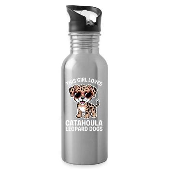 Louisiana Catahoula Leopard Dog Saying Gift - Water bottle with straw - silver - Right