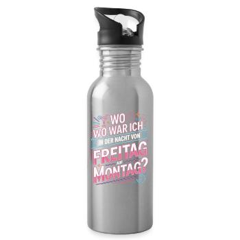 Nacht von Freitag auf Montag Filmriss Party JGA - Trinkflasche mit integriertem Trinkhalm - Lightsilver - Rechts
