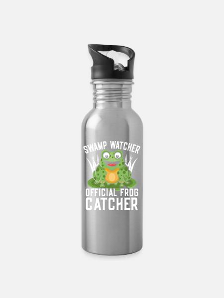 Frog Catcher Swamp Watcher Frog - Trinkflasche mit integriertem Trinkhalm - Lightsilver
