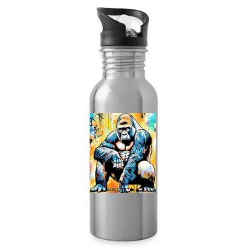 gorilla - Water bottle with straw - silver - Right