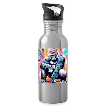 gorilla - Water bottle with straw - silver - Right