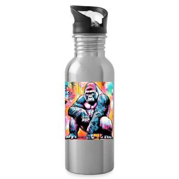 gorilla - Water bottle with straw - silver - Right