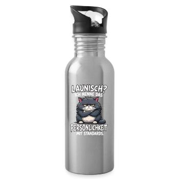 Launisch Persönlichkeit Mit Standards Katze Spruch - Trinkflasche mit integriertem Trinkhalm - Lightsilver - Rechts