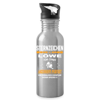 Sternzeichen Löwe: Ascendant Perfekt - Trinkflasche mit integriertem Trinkhalm - Lightsilver - Rechts