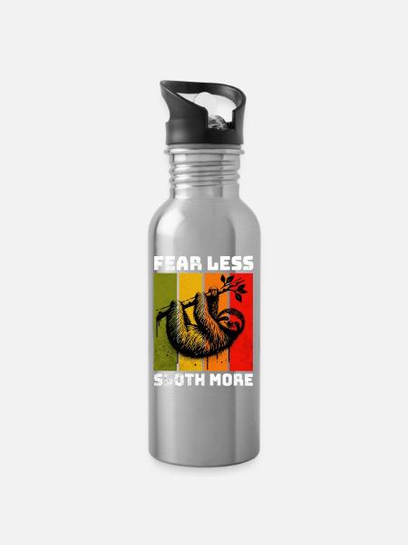 Sloth Faultier - Trinkflasche mit integriertem Trinkhalm - Lightsilver