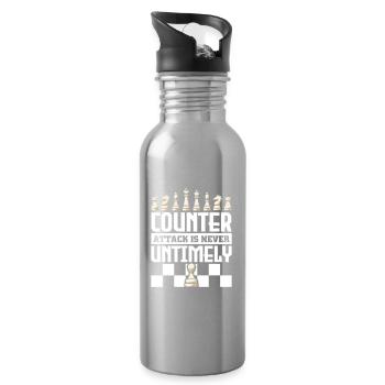 Chess Chess Player Chessboard - Water bottle with straw - silver - Right