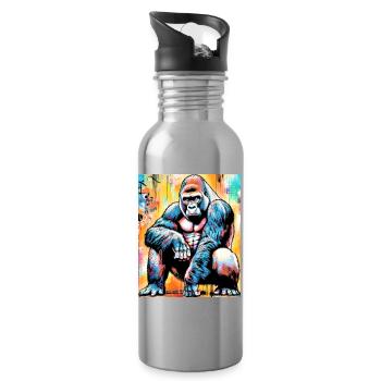 gorilla - Water bottle with straw - silver - Right