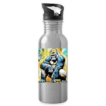 gorilla - Water bottle with straw - silver - Right