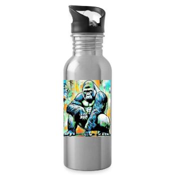 gorilla - Water bottle with straw - silver - Right