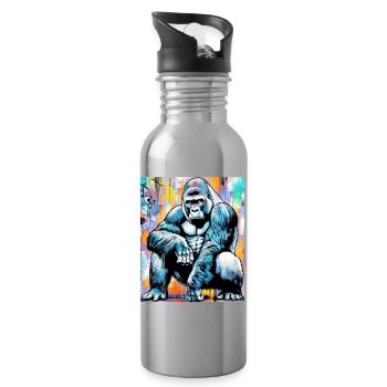 gorilla - Water bottle with straw - silver - Right