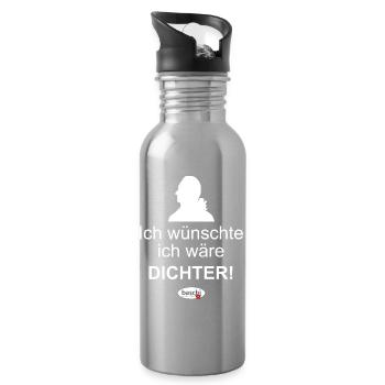 Ich wünschte ich wäre Dichter - Trinkflasche mit integriertem Trinkhalm - Lightsilver - Rechts