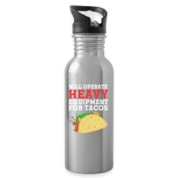 Construction site excavator driver excavation - Water bottle with straw - silver - Right