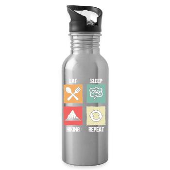 Hiking Mountain Trail Backpacking Outdoors Poaching - Water bottle with straw - silver - Right