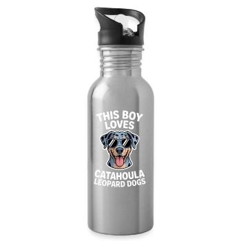 Cadeau de la parole du chien léopard Catahoula de Louisiane - Gourde avec paille intégrée - argent clair - Droite