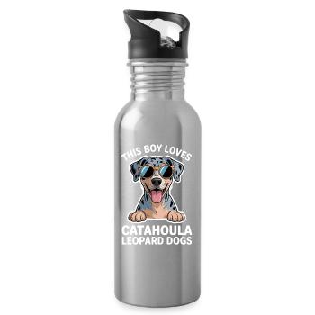 Louisiana Catahoula Leopard Dog Saying Gift - Water bottle with straw - silver - Right