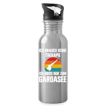Ich brauche keine Therapie ich muss zum Gardasee - Trinkflasche mit integriertem Trinkhalm - Lightsilver - Rechts