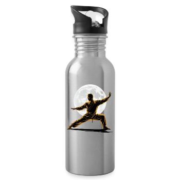 Tai Chi Zen Meditation – Chi Qigong Training - Water bottle with straw - silver - Right