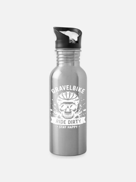 Randonnée Skull Dirty à vélo de gravier - Gourde avec paille intégrée - argent clair