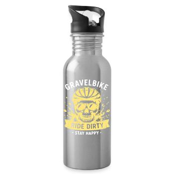 Gravel Bike Skull – Rouler salement Stay Happy - Gourde avec paille intégrée - argent clair - Droite