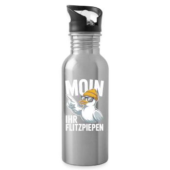Moin Ihr Flitzpiepen Norddeutsch Hamburg Büro Moin - Trinkflasche mit integriertem Trinkhalm - Lightsilver - Rechts