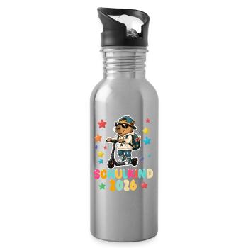 Einschulung Schulkind 2026 Junge Mädchen Cabybara - Trinkflasche mit integriertem Trinkhalm - Lightsilver - Rechts