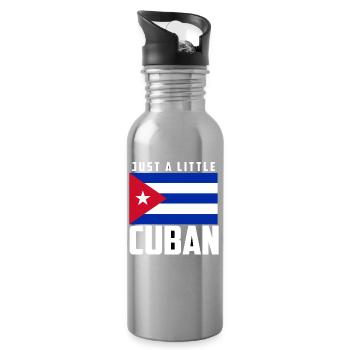 Just A Little Cuban Cuba Flag Cuban Pride - Water bottle with straw - silver - Right