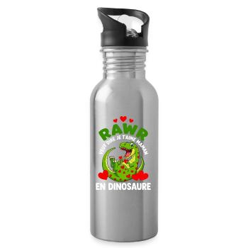 Rawr Je T'aime Maman Dinosaure Cadeau Mignon - Gourde avec paille intégrée - argent clair - Droite